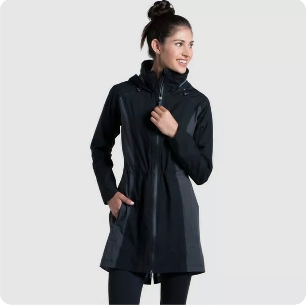 Kuhl Black Trench Coat with Water-Resistant Fabric